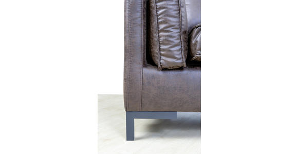 ECKSOFA in Lederlook Dunkelbraun  - Dunkelbraun/Schwarz, Design, Textil/Metall (160/295cm) - Hom`in