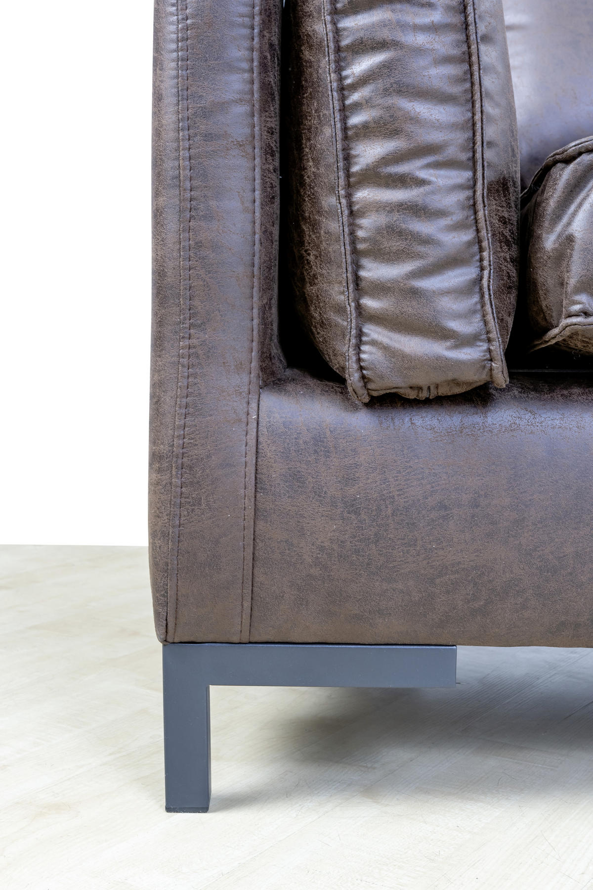 ECKSOFA in Lederlook Grau  - Schwarz/Grau, Design, Textil/Metall (160/295cm) - Livetastic
