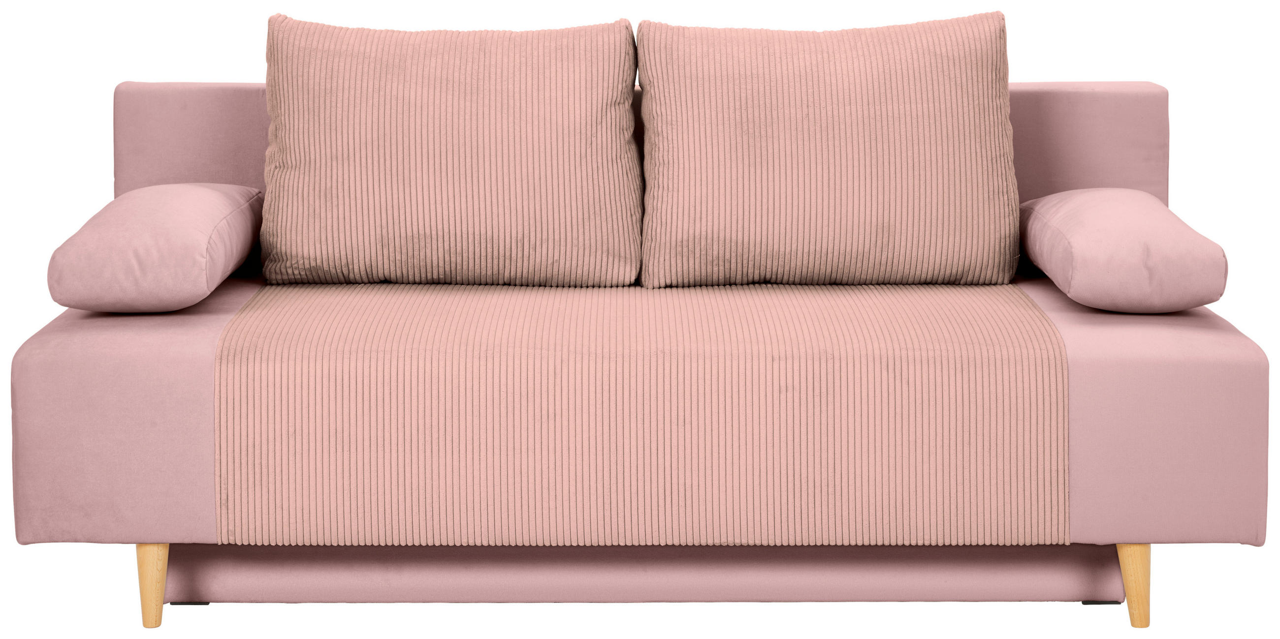 SCHLAFSOFA in Cord, Velours Rosa  - Buchefarben/Creme, KONVENTIONELL, Holz/Textil (191/92/89cm) - Carryhome