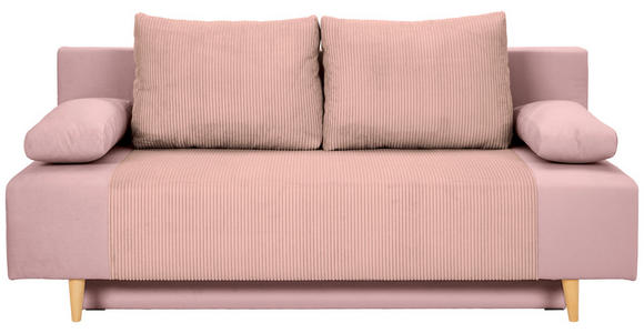 SCHLAFSOFA  in Cord, Velours Rosa  - Buchefarben/Creme, KONVENTIONELL, Holz/Textil (191/92/89cm) - Carryhome