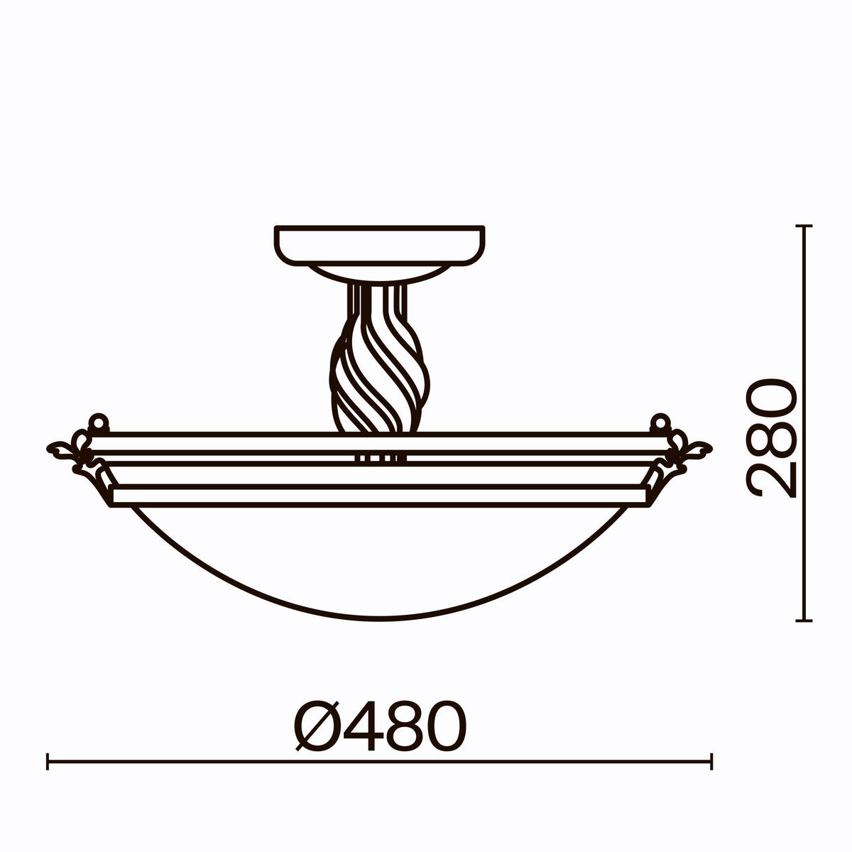 TAKLAMPA  - bronsfärgad, Trend, metall/glas (48/28/48cm) - MAYTONI