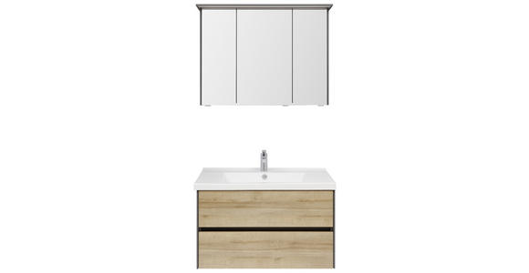 BADEZIMMER 91 cm  - Eichefarben/Dunkelgrau, KONVENTIONELL, Glas/Keramik (91cm) - Dieter Knoll