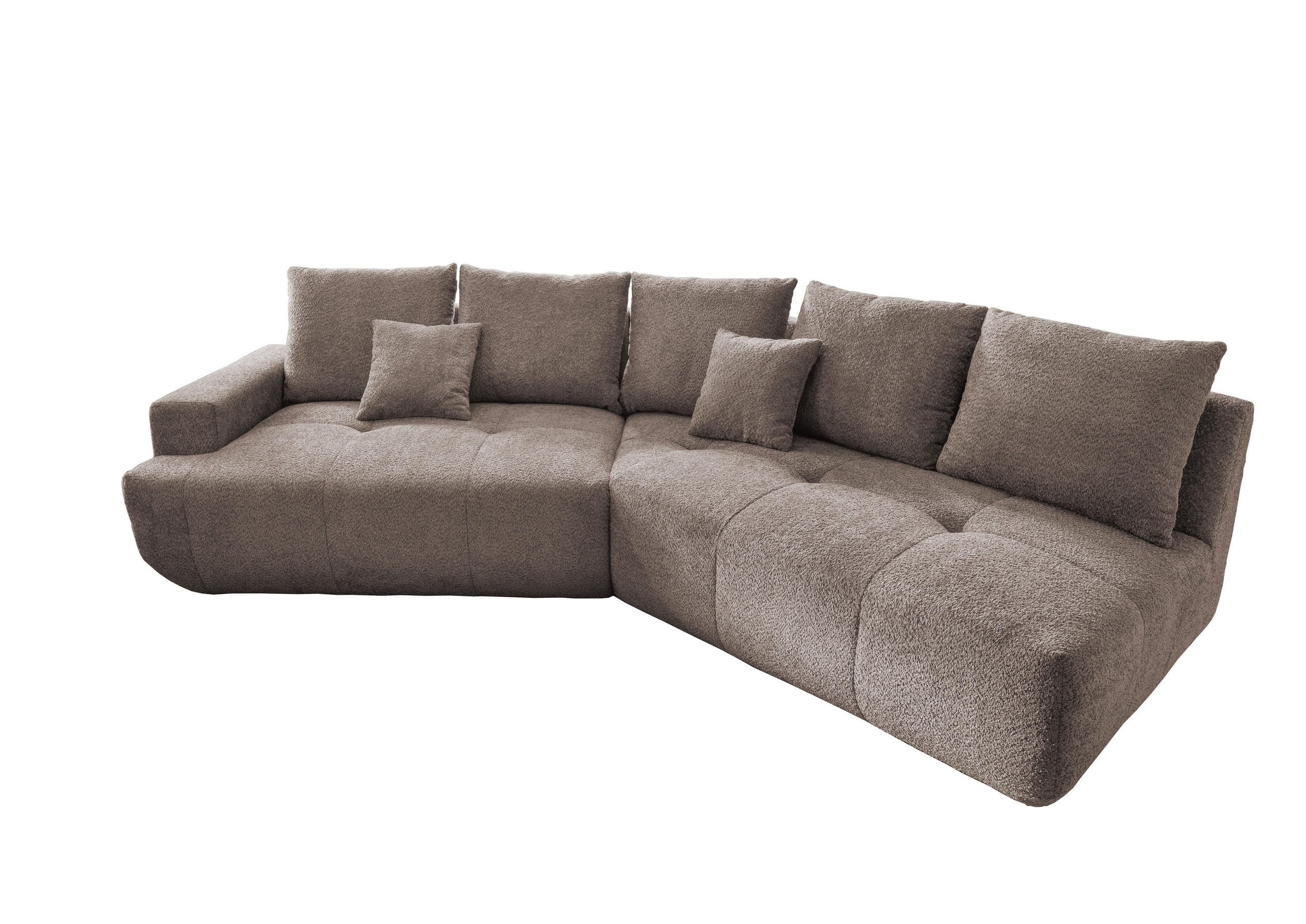 BIGSOFA Bouclé Taupe  - Taupe/Schwarz, MODERN, Kunststoff/Textil (323/91/155cm) - Livetastic