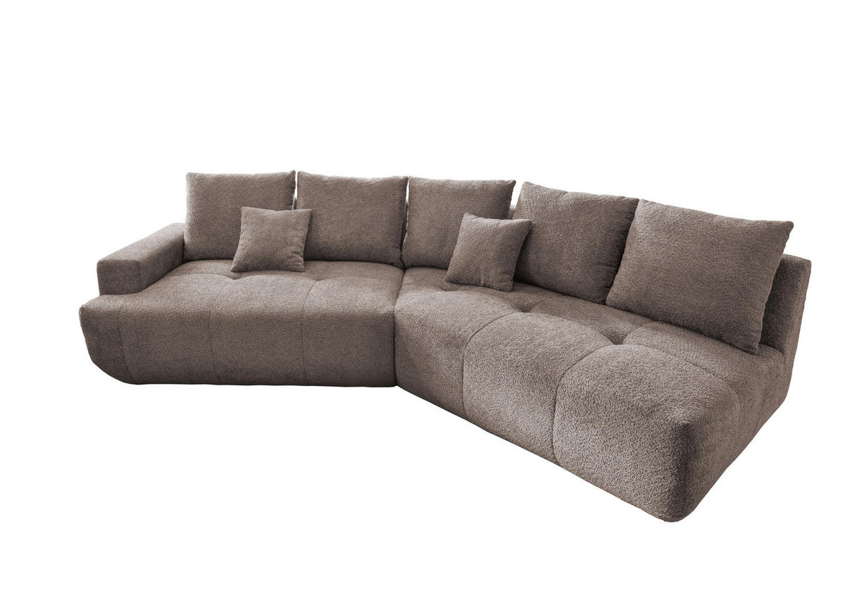 BIGSOFA Bouclé Taupe  - Taupe/Schwarz, MODERN, Kunststoff/Textil (323/91/155cm) - Livetastic