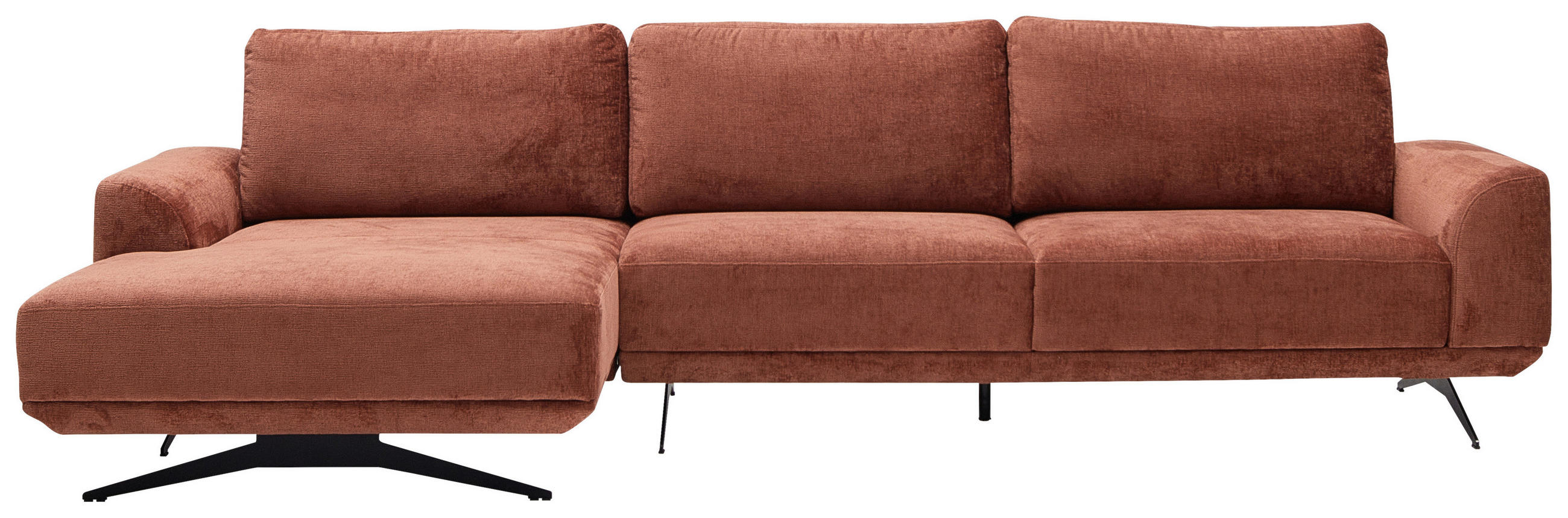 ECKSOFA Orange Webstoff  - Schwarz/Orange, Design, Textil/Metall (172/320cm) - Valnatura