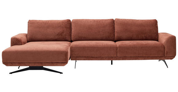 ECKSOFA in Webstoff Orange  - Schwarz/Orange, Design, Textil/Metall (172/320cm) - Valnatura