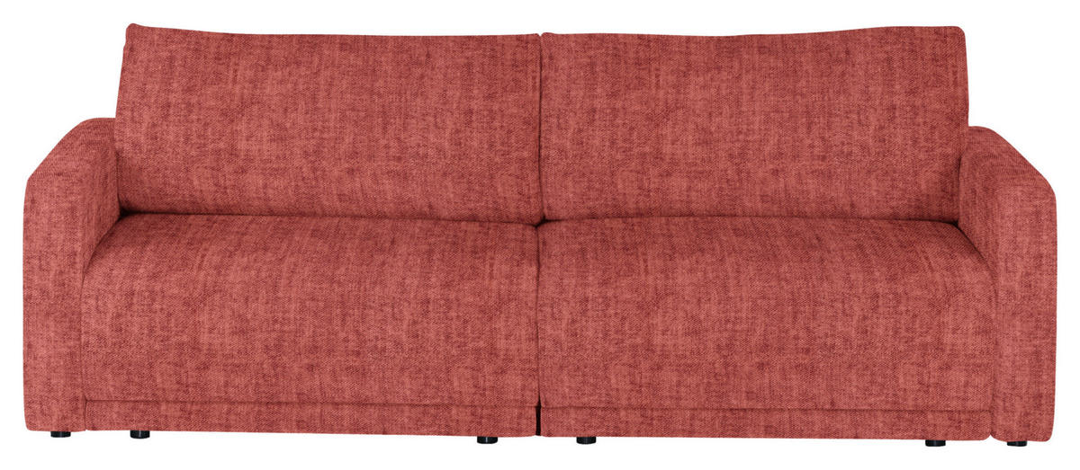 2,5-SITZER in Velours Rot  - Rot/Schwarz, Design, Kunststoff/Textil (240/70/125cm) - Xora