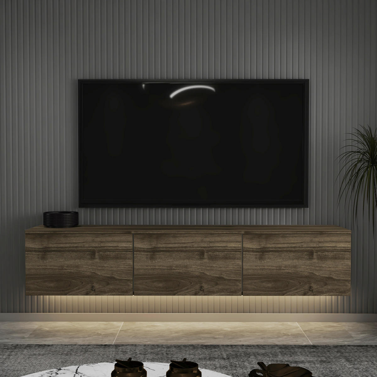 TV-BÄNK Neon TV-Möbel  i 160/35/32 cm  - valnötsfärgad/ekfärgad, Design, trämaterial (160/35/32cm) - Livetastic
