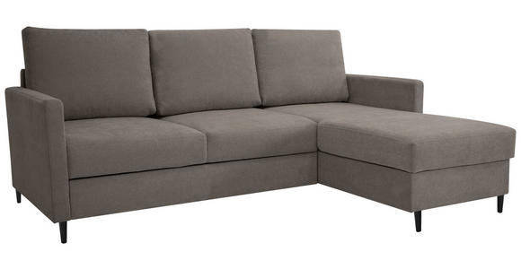 ECKSOFA Taupe Chenille - Taupe/Schwarz, KONVENTIONELL, Holz/Textil (159/221cm) - Carryhome