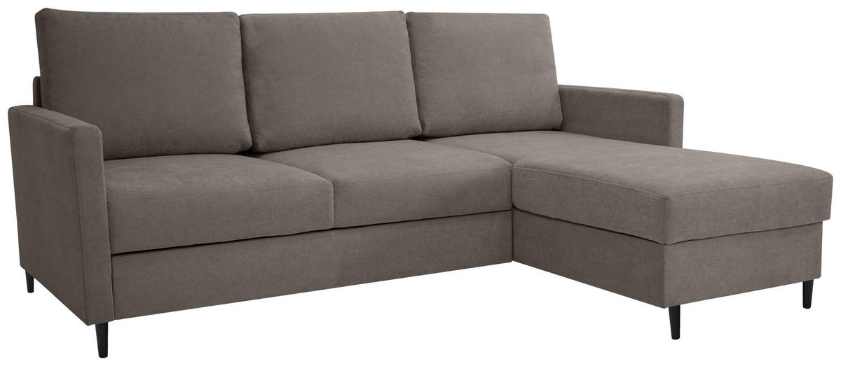 ECKSOFA Taupe Chenille  - Taupe/Schwarz, KONVENTIONELL, Holz/Textil (159/221cm) - Carryhome