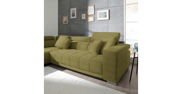 ECKSOFA in Mikrofaser Grün  207/301 cm  - Chromfarben/Grün, Design, Textil/Metall (207/301cm) - Xora