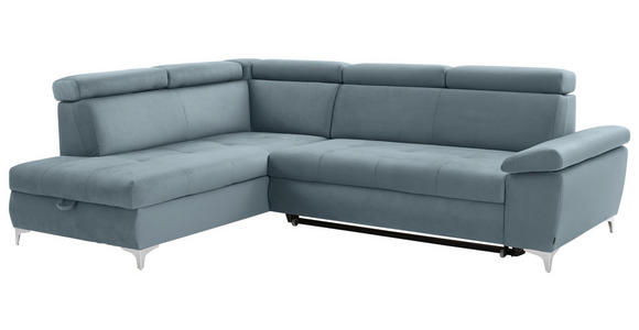 ECKSOFA in Mikrofaser Hellblau  - Chromfarben/Hellblau, KONVENTIONELL, Textil/Metall (206/271cm) - Carryhome