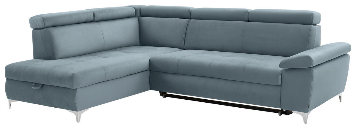 KUTNA GARNITURA tekstil  svijetlo plava   - boje kroma/svijetlo plava, Konvencionalno, tekstil/metal (206/271cm) - Carryhome
