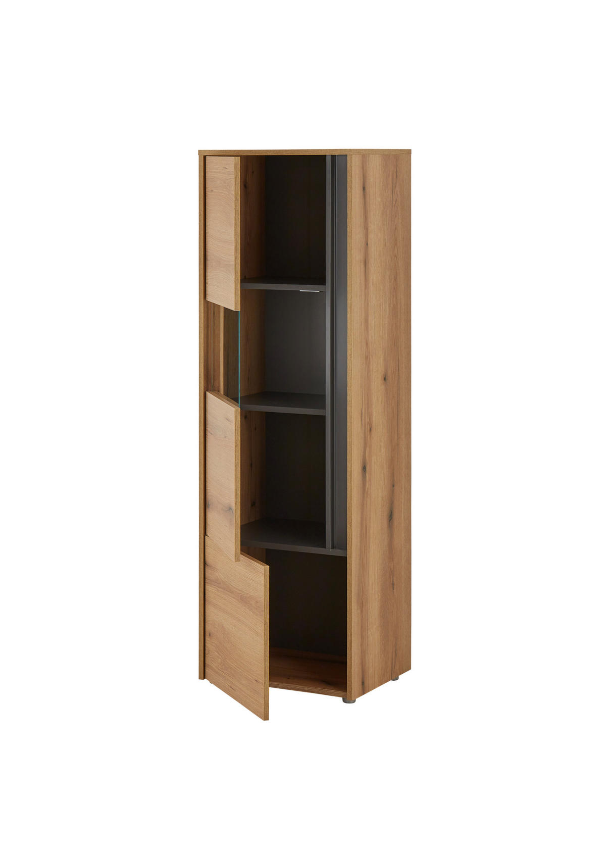 VITRINE  in Anthrazit, Eichefarben  - Eichefarben/Anthrazit, Design, Holzwerkstoff/Kunststoff (50/157/40cm) - Modante