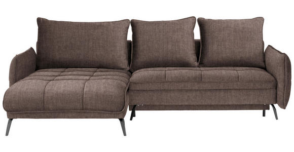 ECKSOFA Dunkelbraun Flachgewebe  - Dunkelbraun/Schwarz, LIFESTYLE, Textil/Metall (180/273cm) - Hom`in