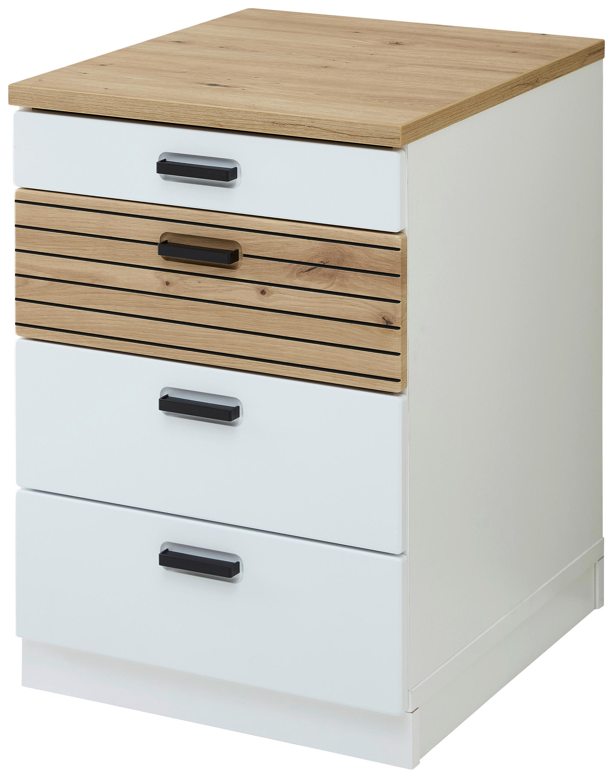 ROLLCONTAINER 45/66/55 cm  - Schwarz/Weiß, KONVENTIONELL, Holzwerkstoff/Kunststoff (45/66/55cm) - Stylife