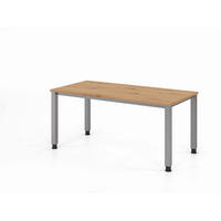 SCHREIBTISCH 160/80/68,5-81 cm Silberfarben, Eiche dunkel  - Eiche dunkel/Silberfarben, Basics, Holzwerkstoff/Metall (160/80/68,5-81cm) - Venda