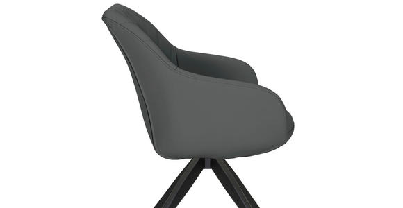 ARMLEHNSTUHL  Typenauswahl, Sitzfläche 360° drehbar, automatische Rückholfunktion  Echtleder  - Schwarz/Grau, Design, Leder/Metall (60/83/65cm) - Landscape