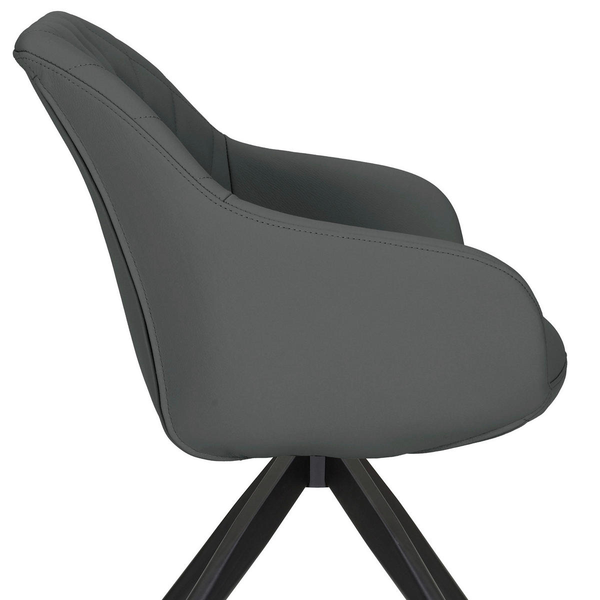 ARMLEHNSTUHL  in Echtleder pigmentiert  - Schwarz/Grau, Design, Leder/Metall (60/83/65cm) - Landscape