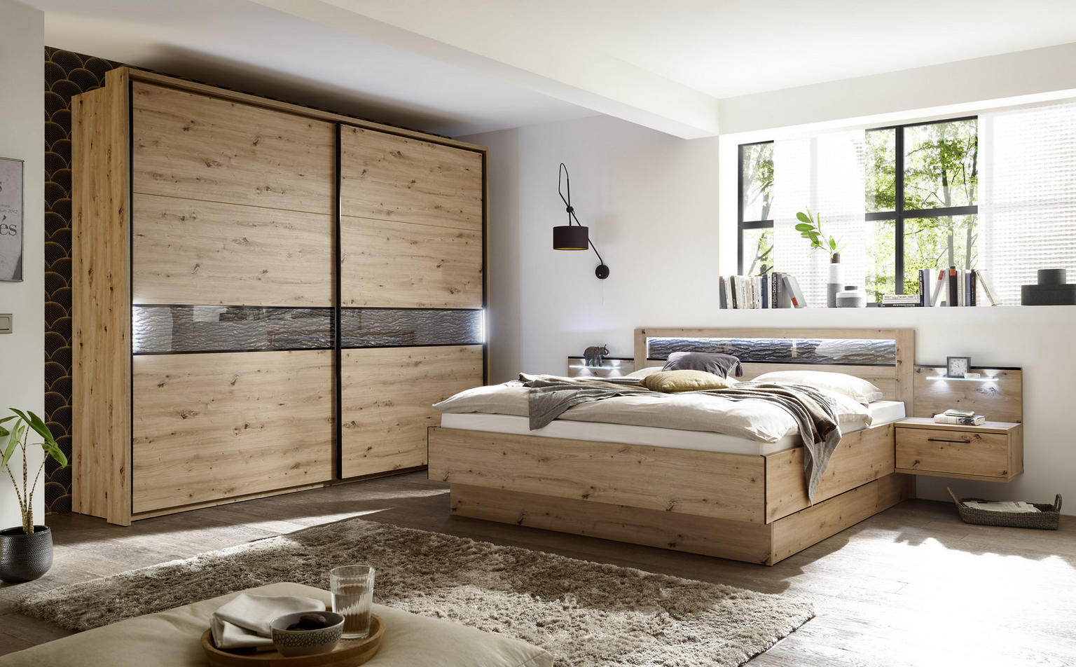 SCHWEBETÜRENSCHRANK 240/226/63 cm 2-türig Eichefarben, Eiche Artisan - Einrichtungsbeispiel