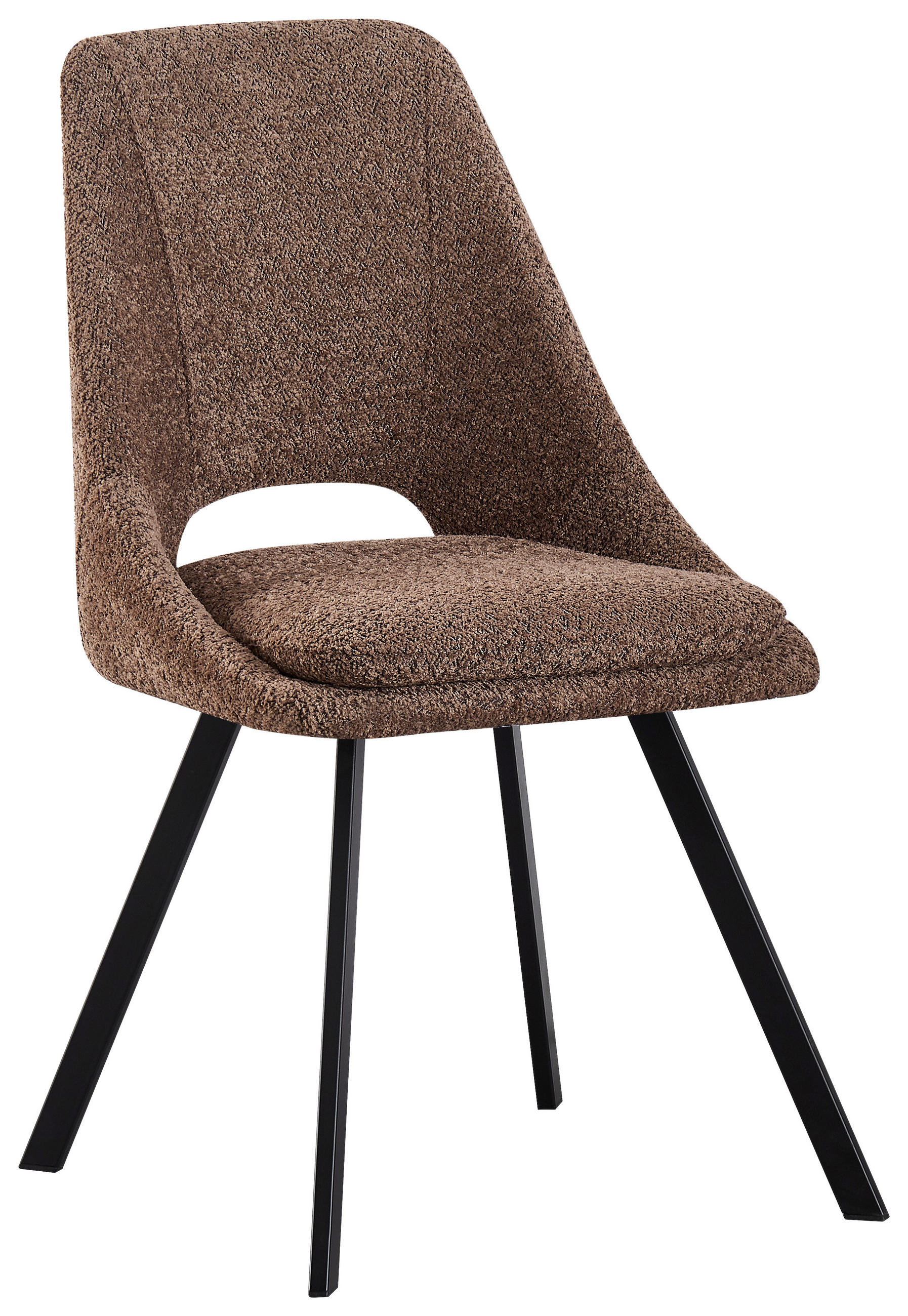 STUHL  in Eisen Teddystoff Holz, Metall, Textil  - Schwarz/Braun, MODERN, Holz/Textil (46/85,5/58cm) - MID.YOU