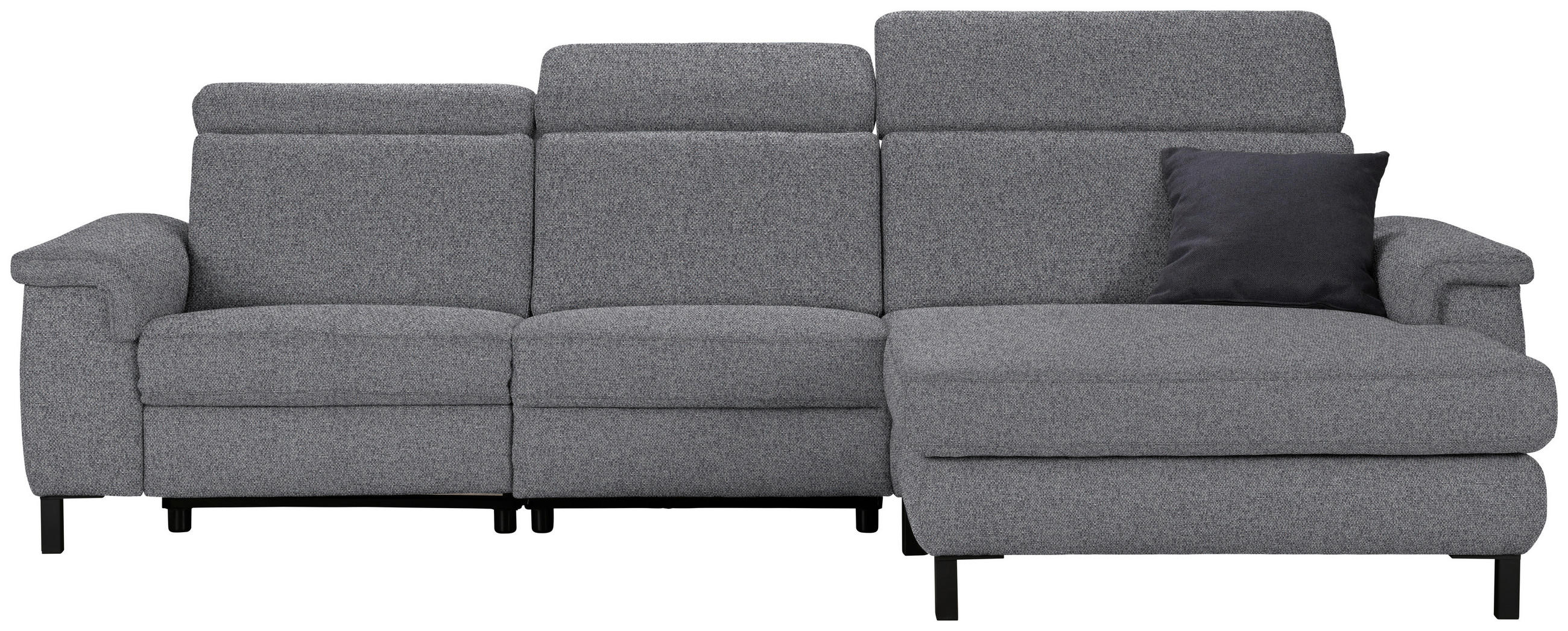 ECKSOFA in Flachgewebe Grau  - Schwarz/Grau, Konventionell, Textil/Metall (304/182cm) - Pure Home Comfort