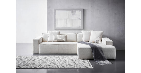 ECKSOFA in Chenille Creme 280/188 cm - Creme/Schwarz, KONVENTIONELL, Kunststoff/Textil (280/188cm) - Carryhome