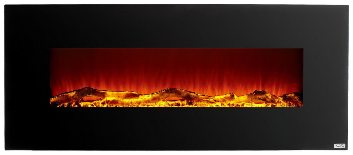 ELEKTROKAMIN - Schwarz, Design, Glas/Kunststoff (128/55/14cm) - Xora