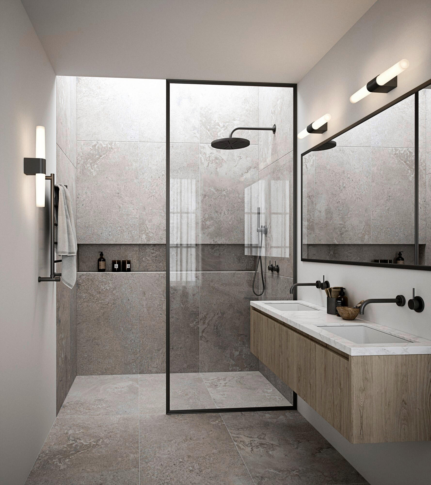 BADEZIMMER-WANDLEUCHTE 10,5/42,5 cm   - Schwarz, KONVENTIONELL, Kunststoff (10,5/42,5cm) - Nordlux
