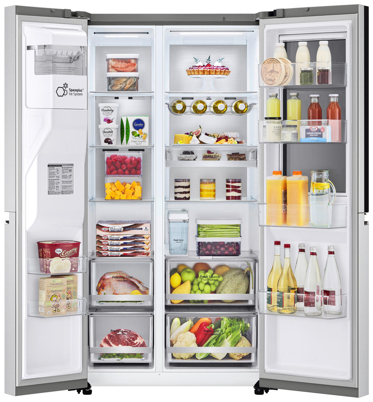 SIDE-BY-SIDE 91,3/180/73,4 cm GSXV91BSAE  - Silberfarben, Trend, Glas/Kunststoff (91,3/180/73,4cm) - LG