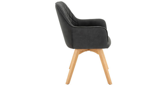 ARMLEHNSTUHL in Mikrofaser - Eichefarben/Grau, Design, Holz/Textil (57/91/64cm) - Xora