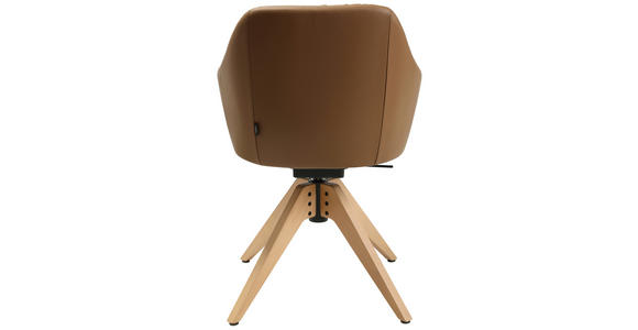 ARMLEHNSTUHL in Echtleder pigmentiert - Cognac/Eichefarben, Design, Leder/Holz (58/82,5-85,2/60cm) - Johann Jakob