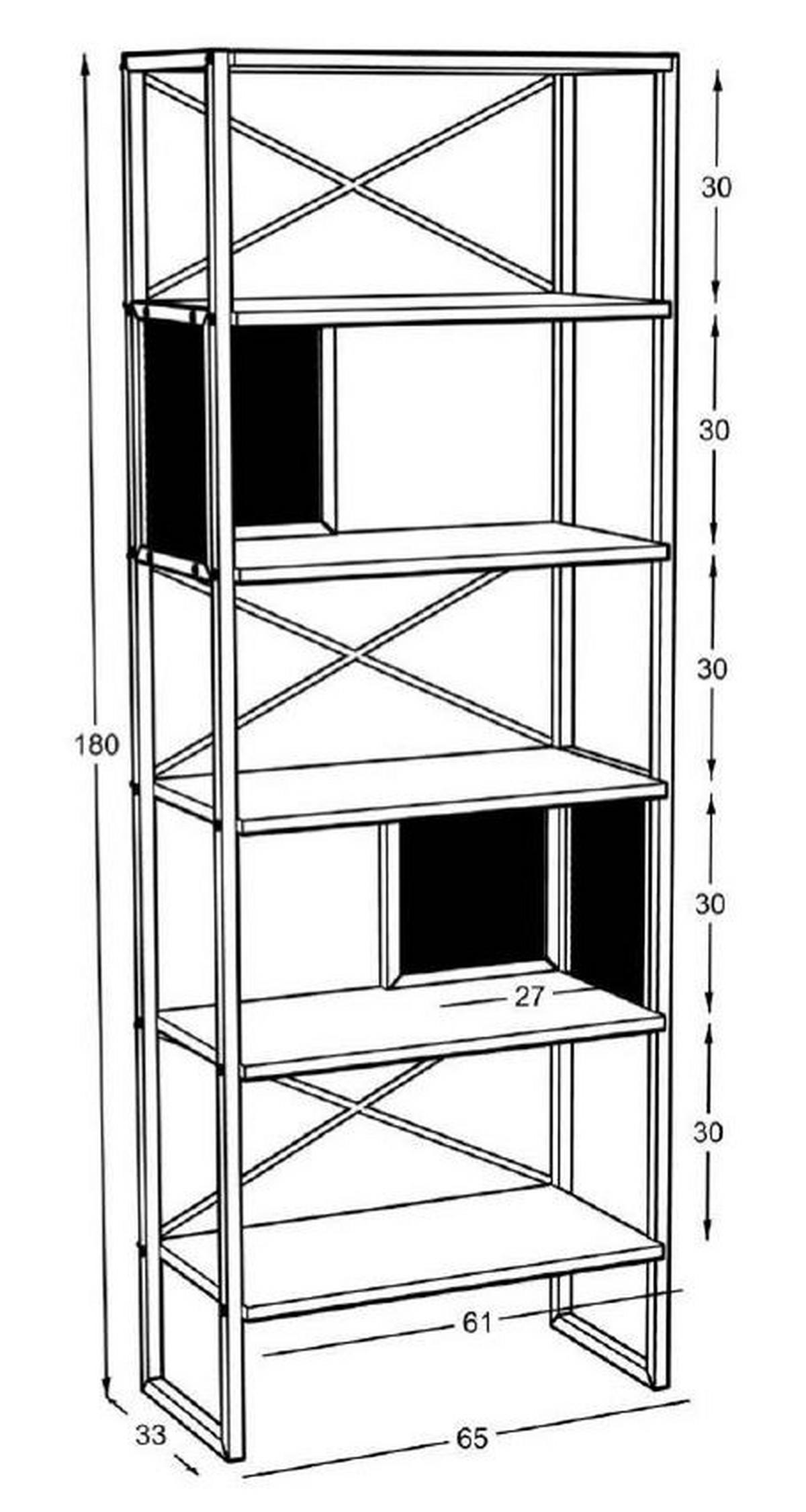 OTVORENA POLICA crna, sonoma hrast  - sonoma hrast/crna, Osnovno, metal/pločasti materijal (180/65/33cm) - Carryhome