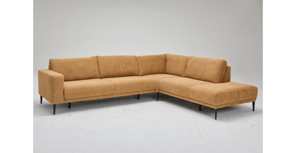 ECKSOFA Senfgelb Chenille  - Senfgelb/Schwarz, Design, Textil/Metall (254/303cm) - Dieter Knoll