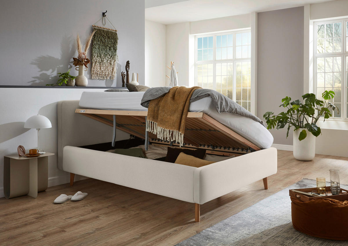 POLSTERBETT 140/200 cm  in Beige  - Eichefarben/Birkefarben, Design, Holz/Textil (140/200cm) - Xora