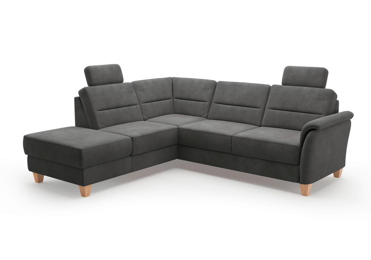 ECKSOFA in Flachgewebe Schwarz  212/236 cm  - Eichefarben/Schwarz, KONVENTIONELL, Holz/Textil (212/236cm) - Sit & More