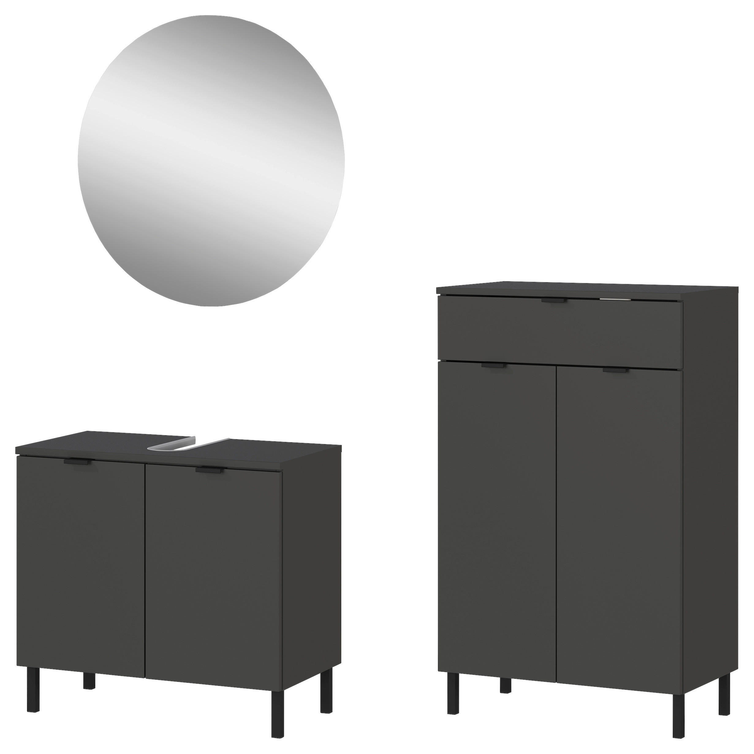 BADEZIMMER 3-teilig  in 120 cm  - Schwarz/Graphitfarben, MODERN, Holzwerkstoff/Metall (120cm) - Germania