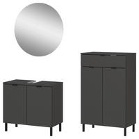 BADEZIMMER 3-teilig  in 120 cm  - Schwarz/Graphitfarben, MODERN, Holzwerkstoff/Metall (120cm) - Germania