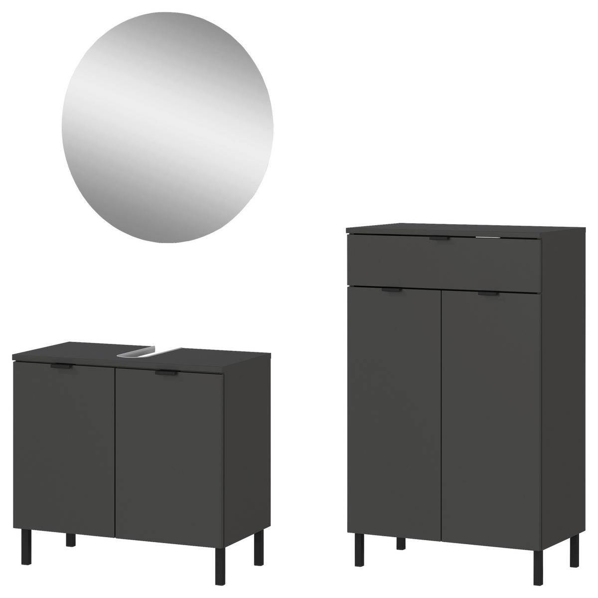 BADEZIMMER 3-teilig  in 120 cm  - Schwarz/Graphitfarben, MODERN, Holzwerkstoff/Metall (120cm) - Germania
