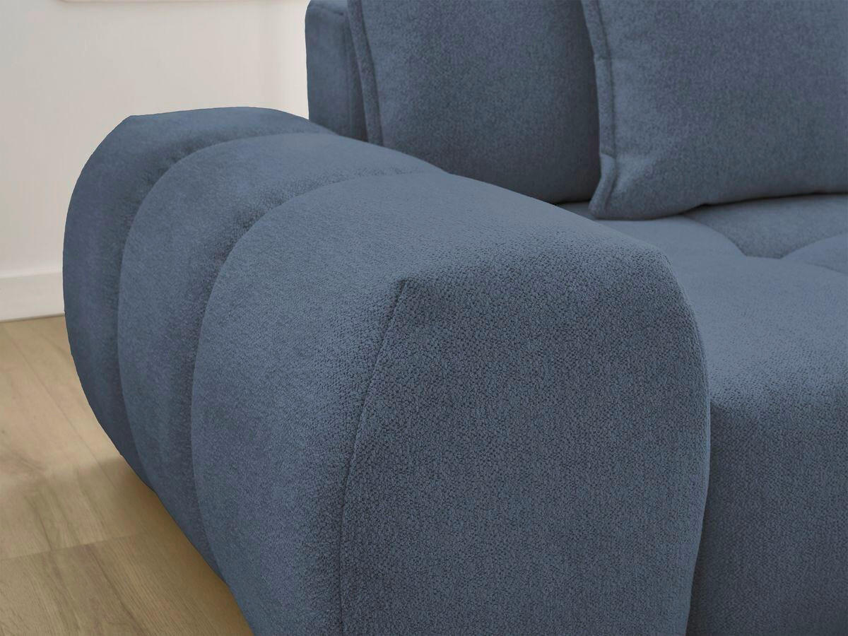 ECKSCHLAFSOFA EVEREST  mit Rücken echt, Armteil links, Armteil rechts Flachgewebe Dunkelblau  - Schwarz/Dunkelblau, MODERN, Kunststoff/Textil (318/180cm) - Livetastic
