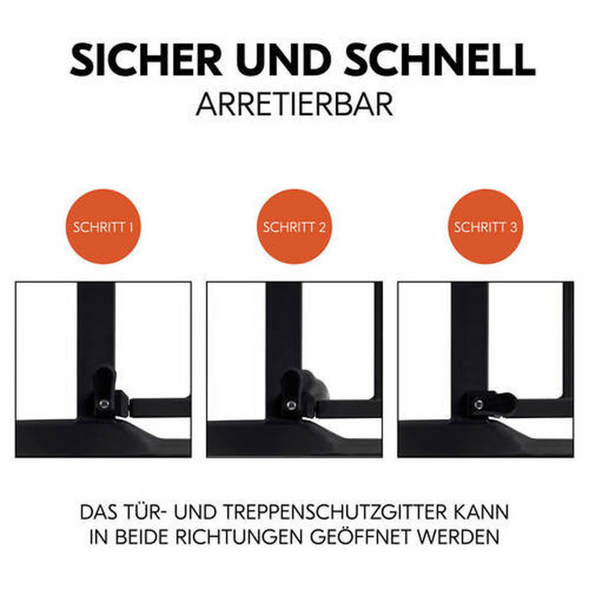TREPPENSCHUTZGITTER  - Schwarz, Basics, Kunststoff/Metall (75 - 80/77/4cm) - Hauck