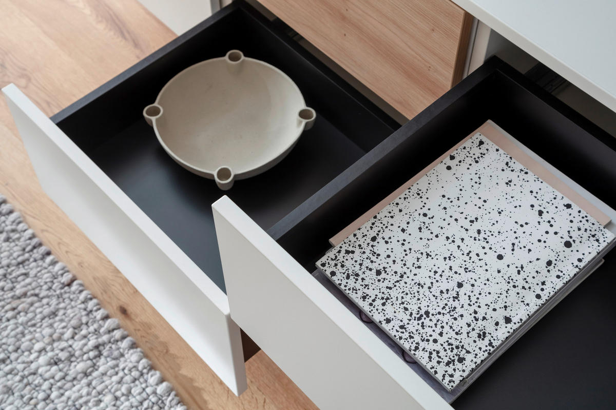 SIDEBOARD Weiss, Eiche Artisan  250/52/45 cm  - Weiss/Silberfarben, Design, Holzwerkstoff/Kunststoff (250/52/45cm) - Moderano