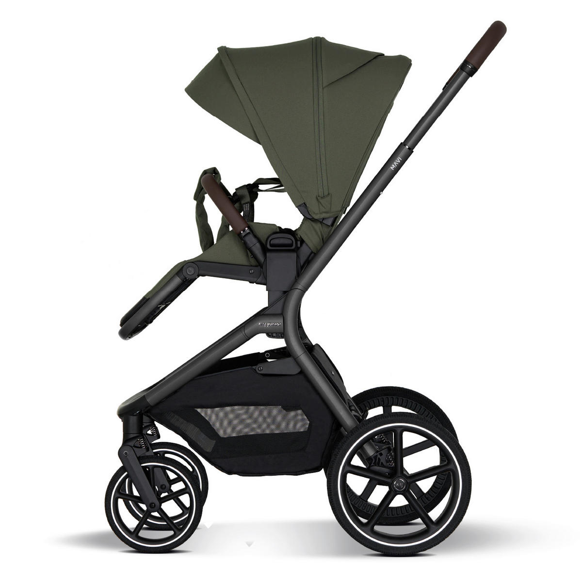 KINDERWAGENSET MAVI 3in1 Premium  - Anthrazit/Olivgrün, Basics, Textil/Metall (92/55/110,5cm) - My Junior