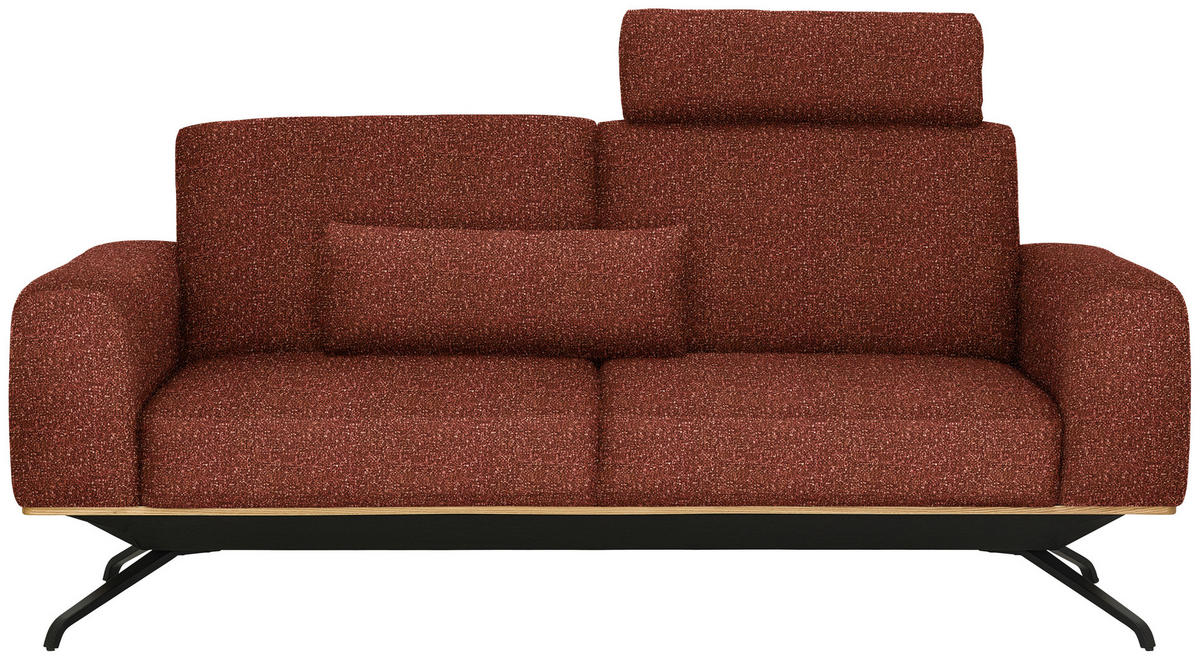 3-SITZER-SOFA in Struktur Rostfarben  - Rostfarben/Schwarz, Design, Holz/Textil (196/85-104/95cm) - Novel