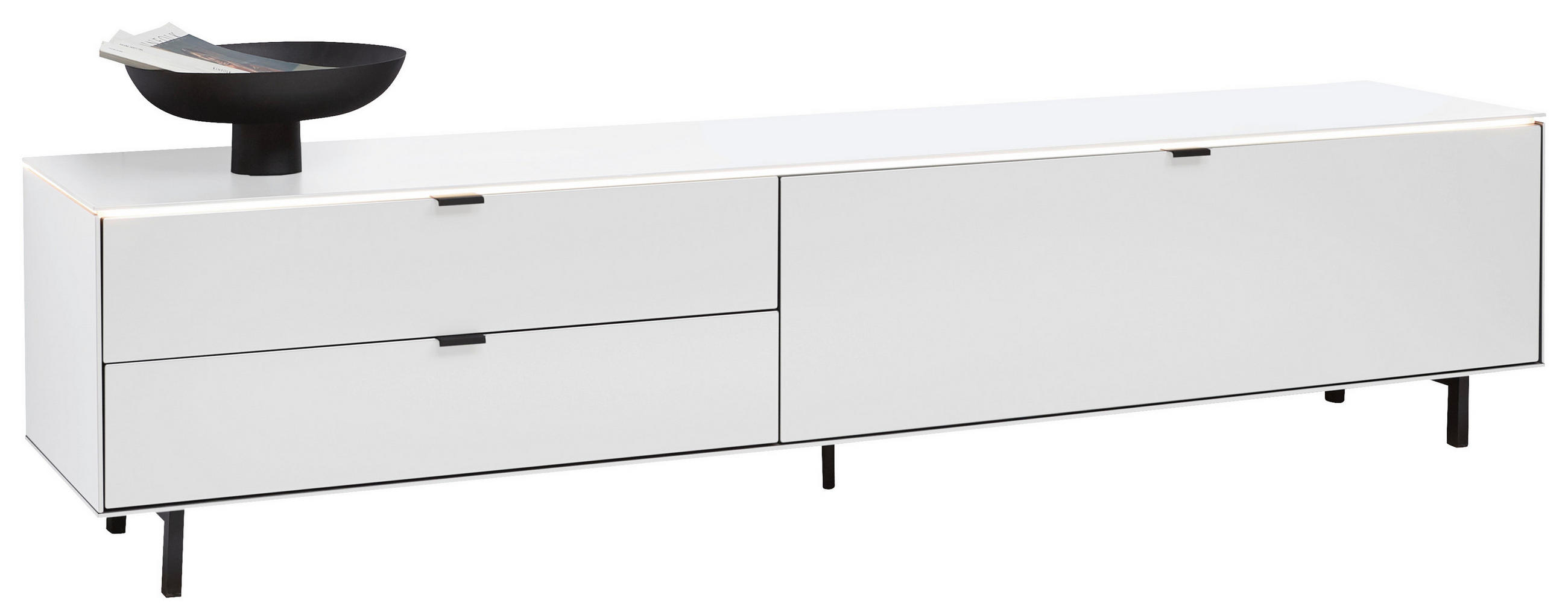 LOWBOARD  in 216,8/50,1/46 cm  - Schwarz/Weiß, Design, Holz/Metall (216,8/50,1/46cm) - Dieter Knoll