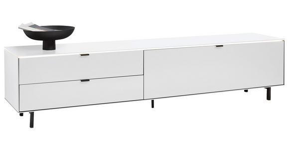 LOWBOARD Weiß  216,8/50,1/46 cm  - Schwarz/Weiß, Design, Holz/Metall (216,8/50,1/46cm) - Dieter Knoll