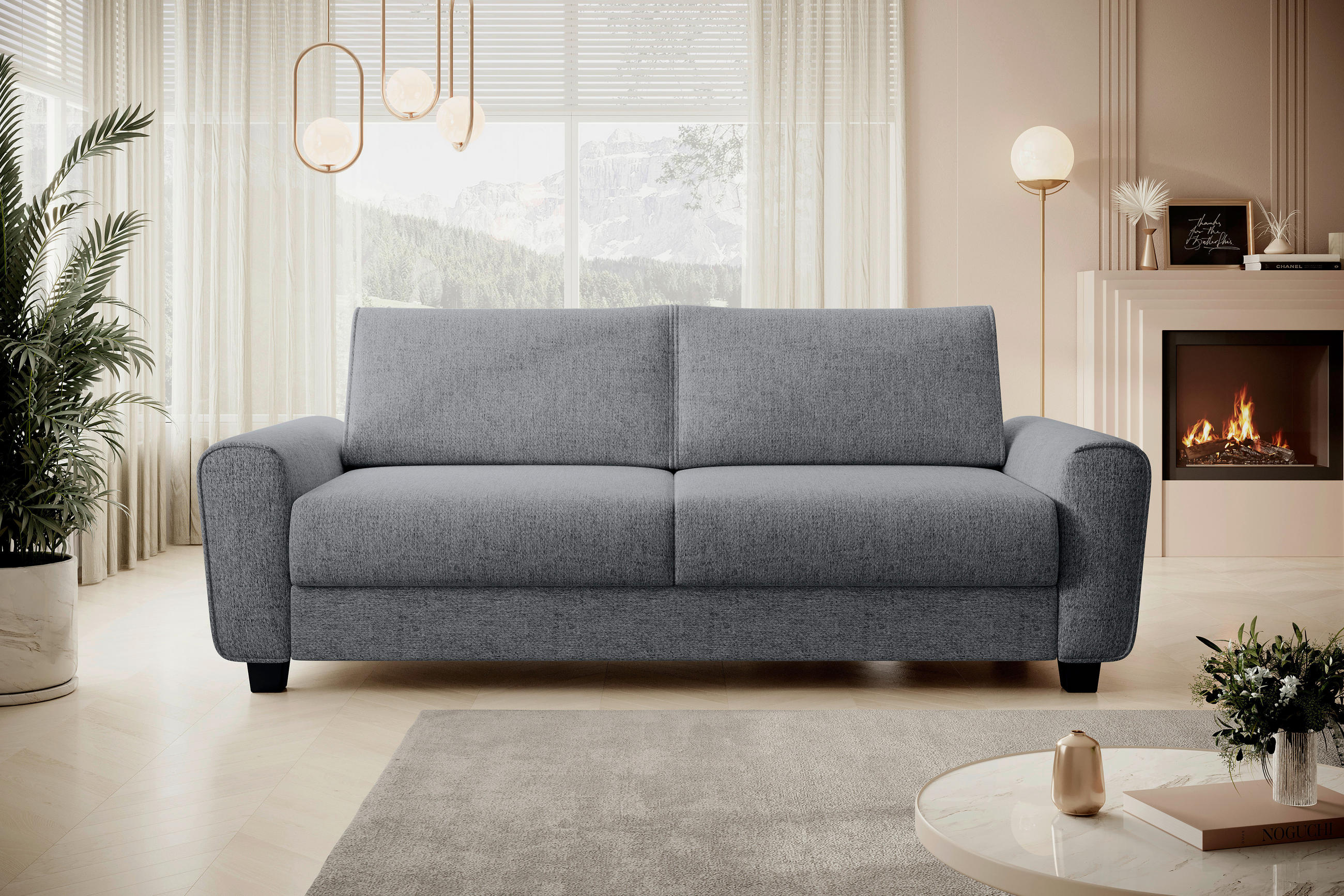 SCHLAFSOFA Webstoff Grau  - Schwarz/Grau, Design, Kunststoff/Textil (203/69-82/99cm) - Welnova