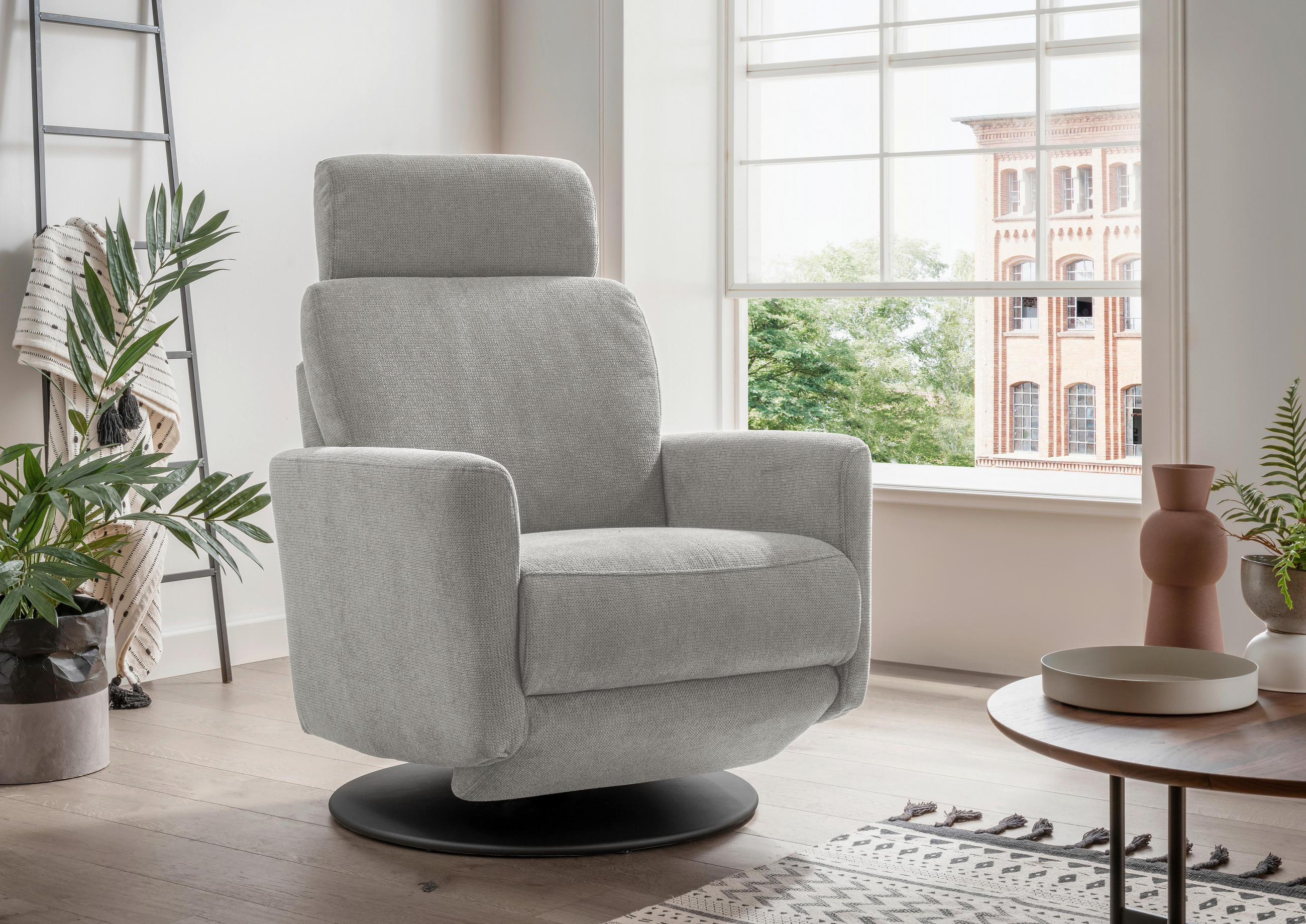 RELAXSESSEL in Textil Silberfarben  - Silberfarben/Schwarz, Modern, Textil/Metall (77/105/87-154cm) - Livetastic