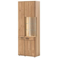 VITRINE  in furniert, massiv Balkeneiche Eichefarben - Eichefarben/Anthrazit, Design, Glas/Holz (75/208/37cm) - Livetastic