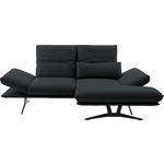 ECKSOFA  in Echtleder Grau  210/130 cm  - Schwarz/Grau, Design, Leder/Metall (210/130cm) - Dieter Knoll